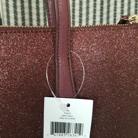 MAKE AN OFFER kate spade glittery glitter shimmy sparkle nova red tote new - Picture 5 of 6